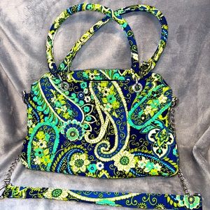 Vera Bradley Chain Rhythm & Blue/Green Fabric Women’s Cross Body Hand Bag Purse